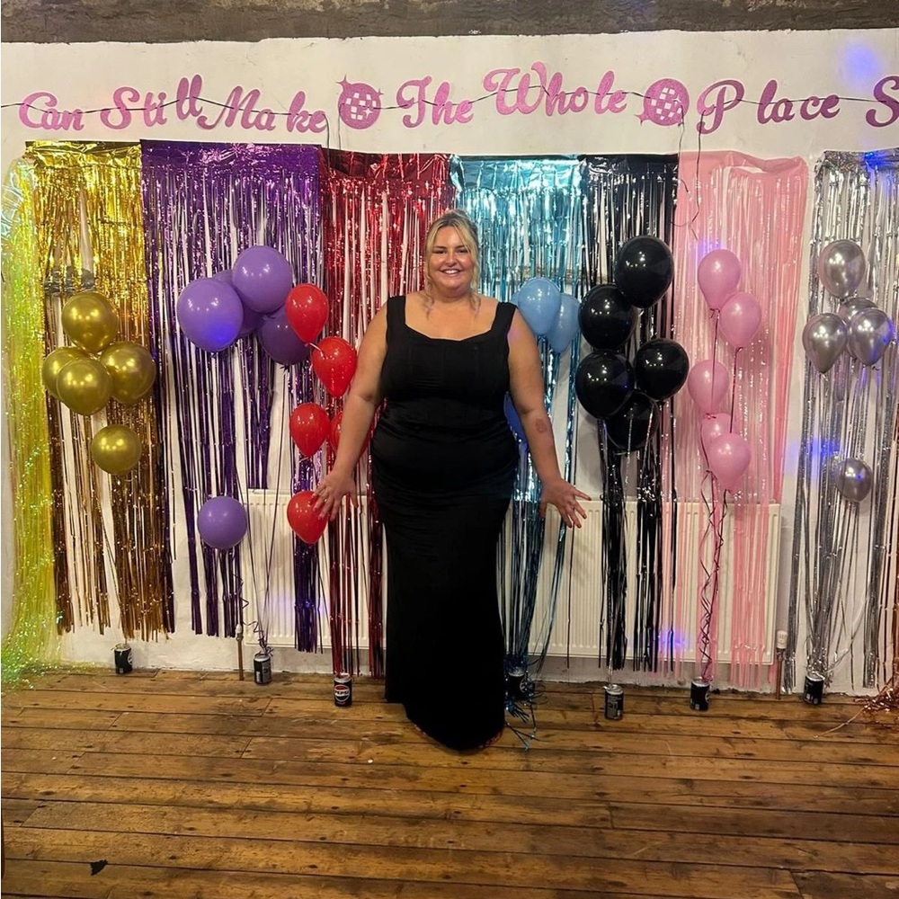 Colorful Balloon and Tinsel Party Backdrop